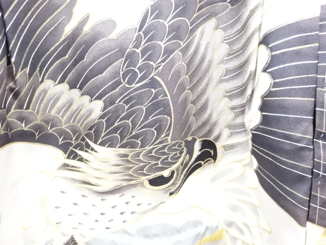 アンティーク　鷹模様紋付男児着物